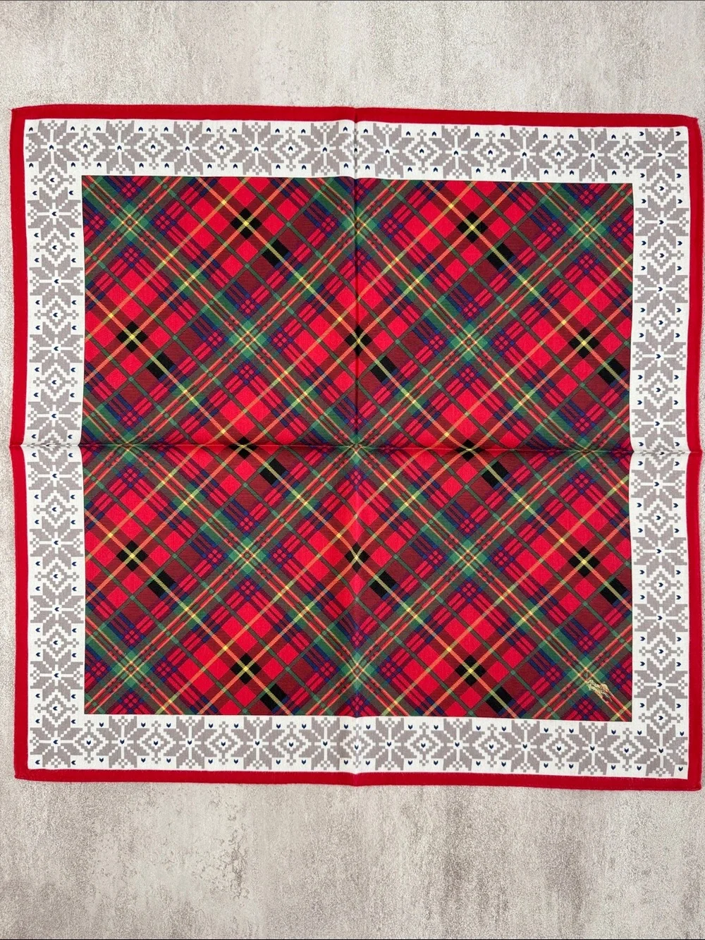 Polo by Ralph Lauren Red Tartan Plaid Scarf with White Border